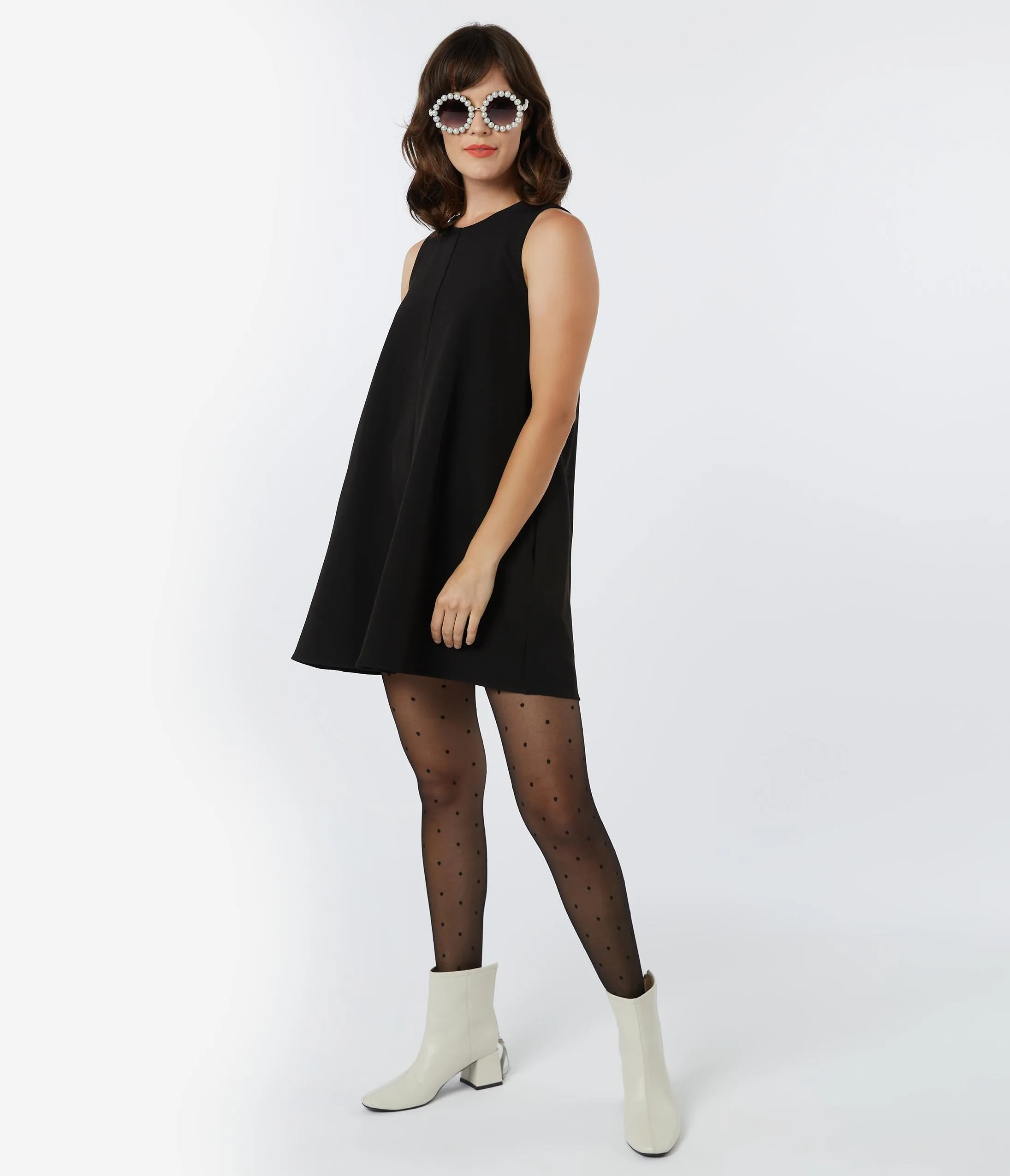 1960s Style Black Sleeveless Shift Dress