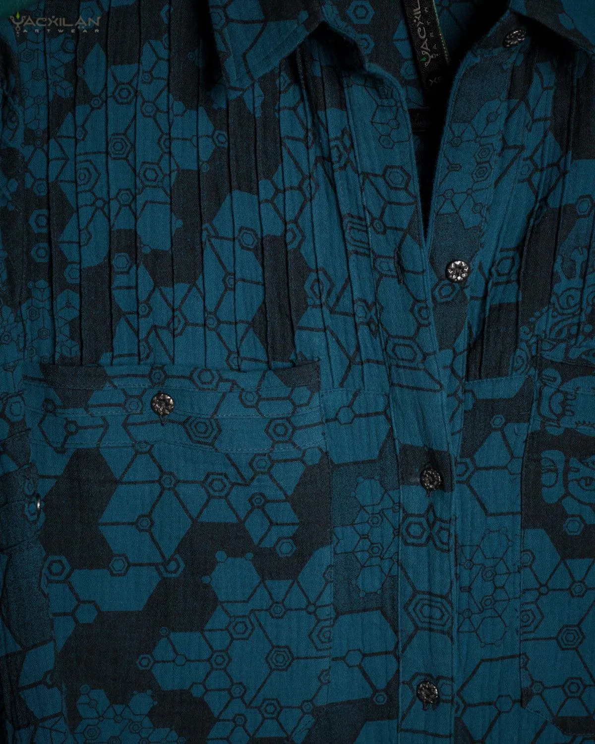 Dress Longsleeve Woman / Zaafaraï - Cotton Teal SHAMANKA