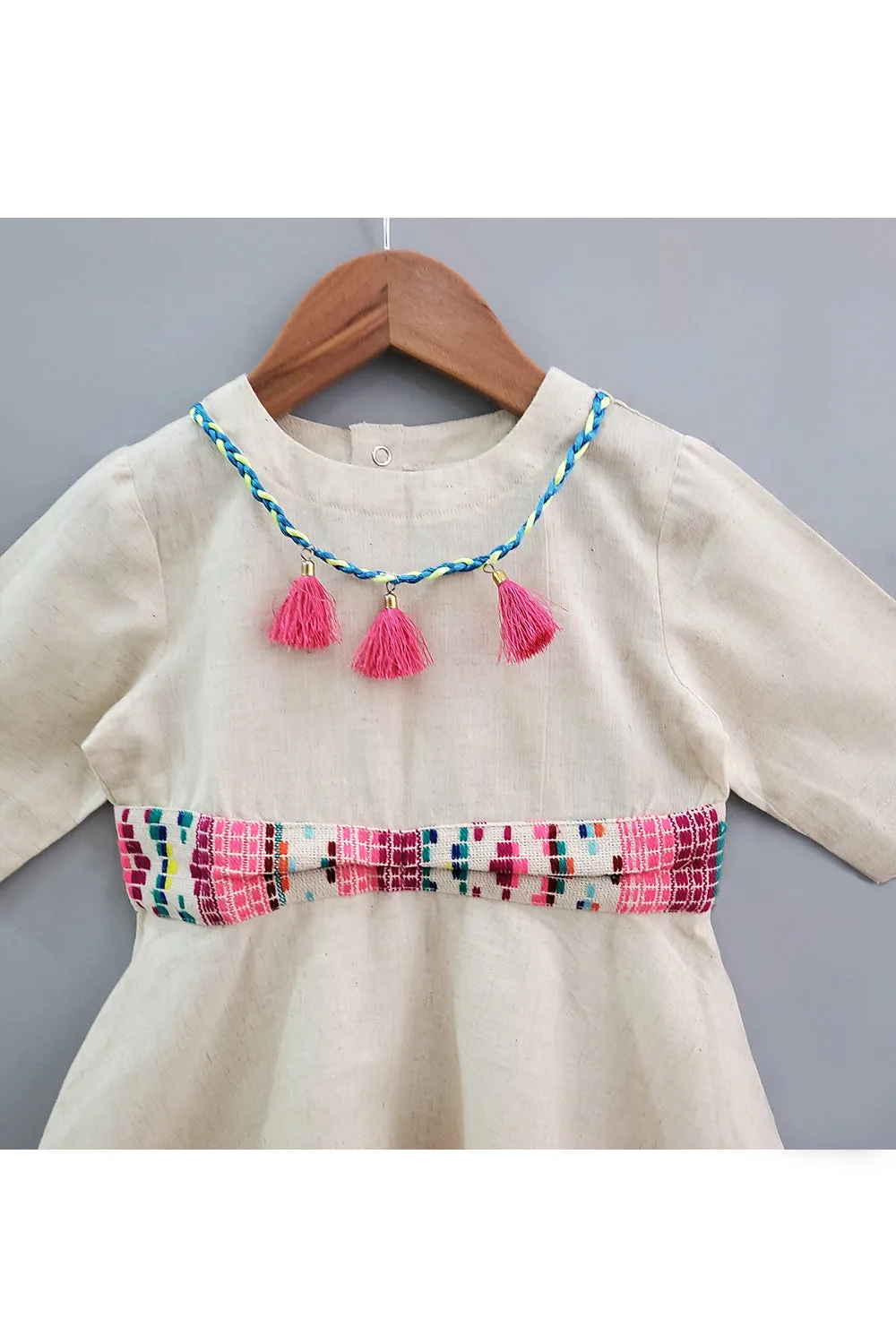 Multicolor Thread Work And Tassel Detailing Dress