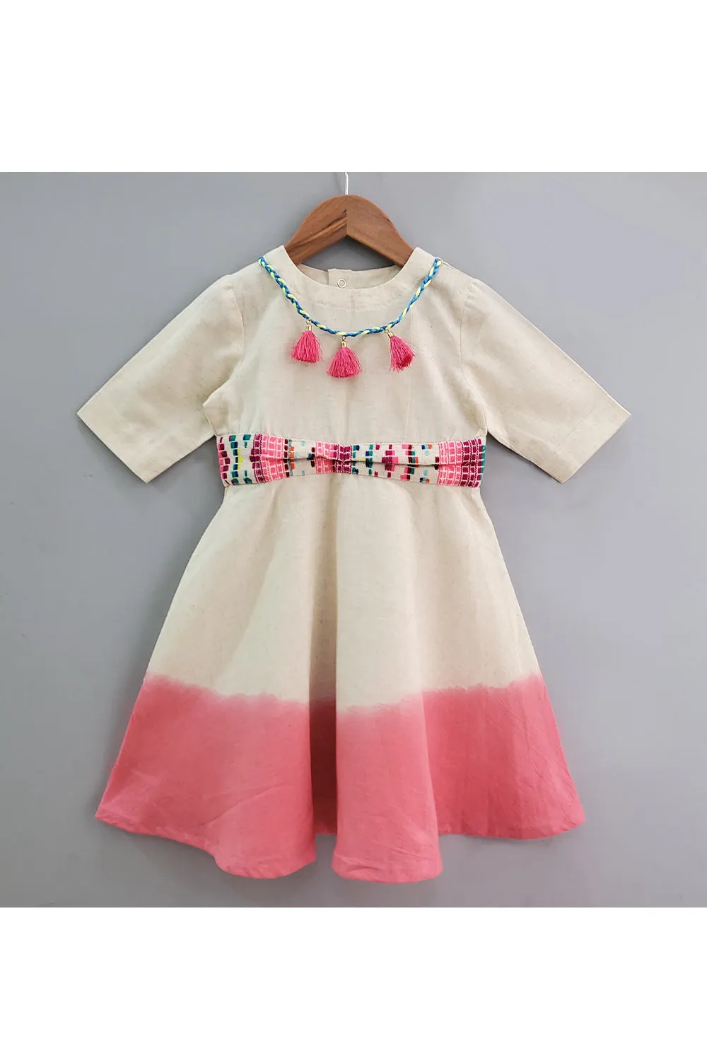 Multicolor Thread Work And Tassel Detailing Dress