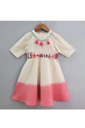 Multicolor Thread Work And Tassel Detailing Dress