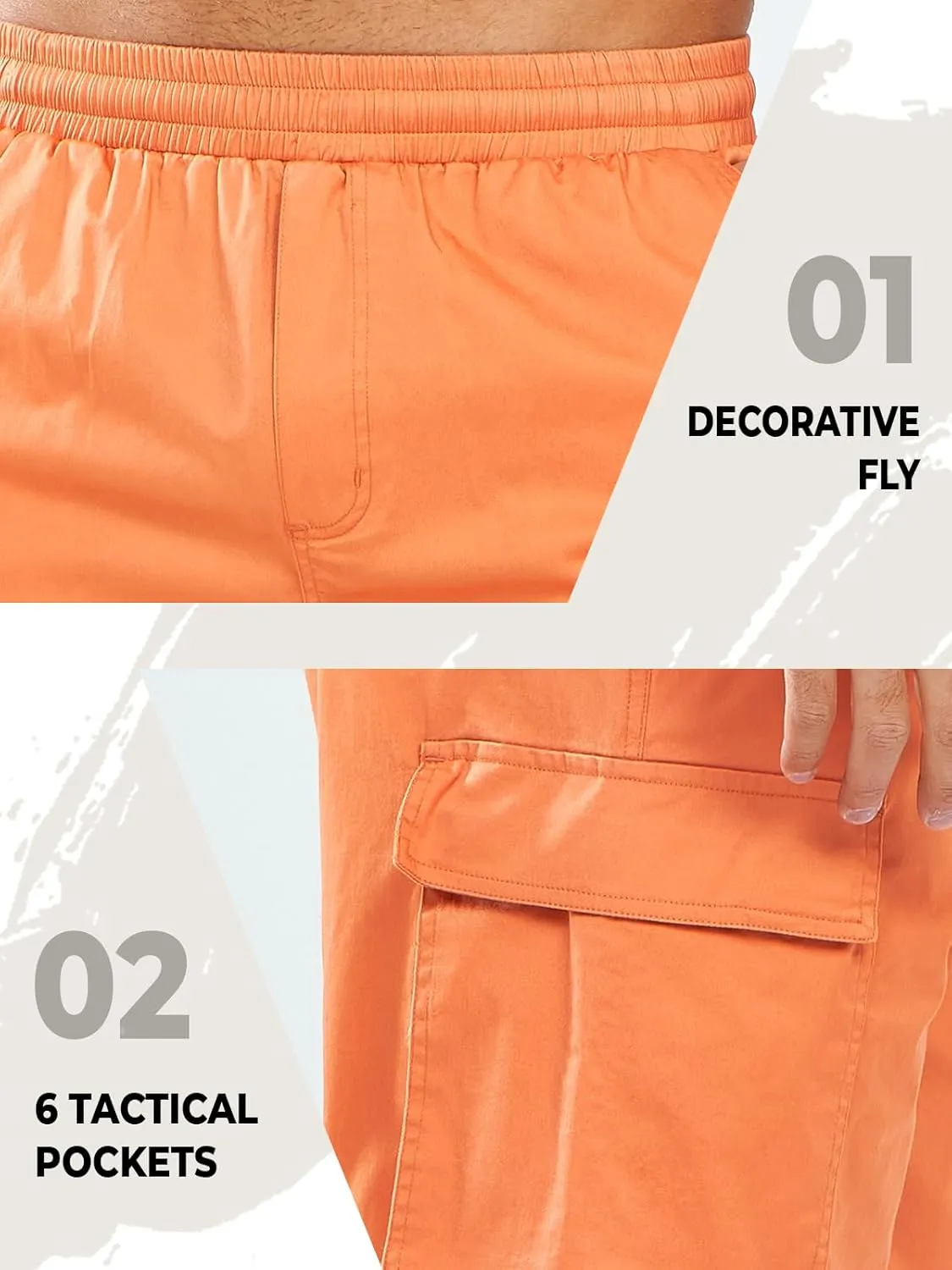 NORTHYARD Mens Twill Casual Cotton Cargo Shorts Drawstring Elastic Waist & 6 Pockets Classic Work Shorts for Men