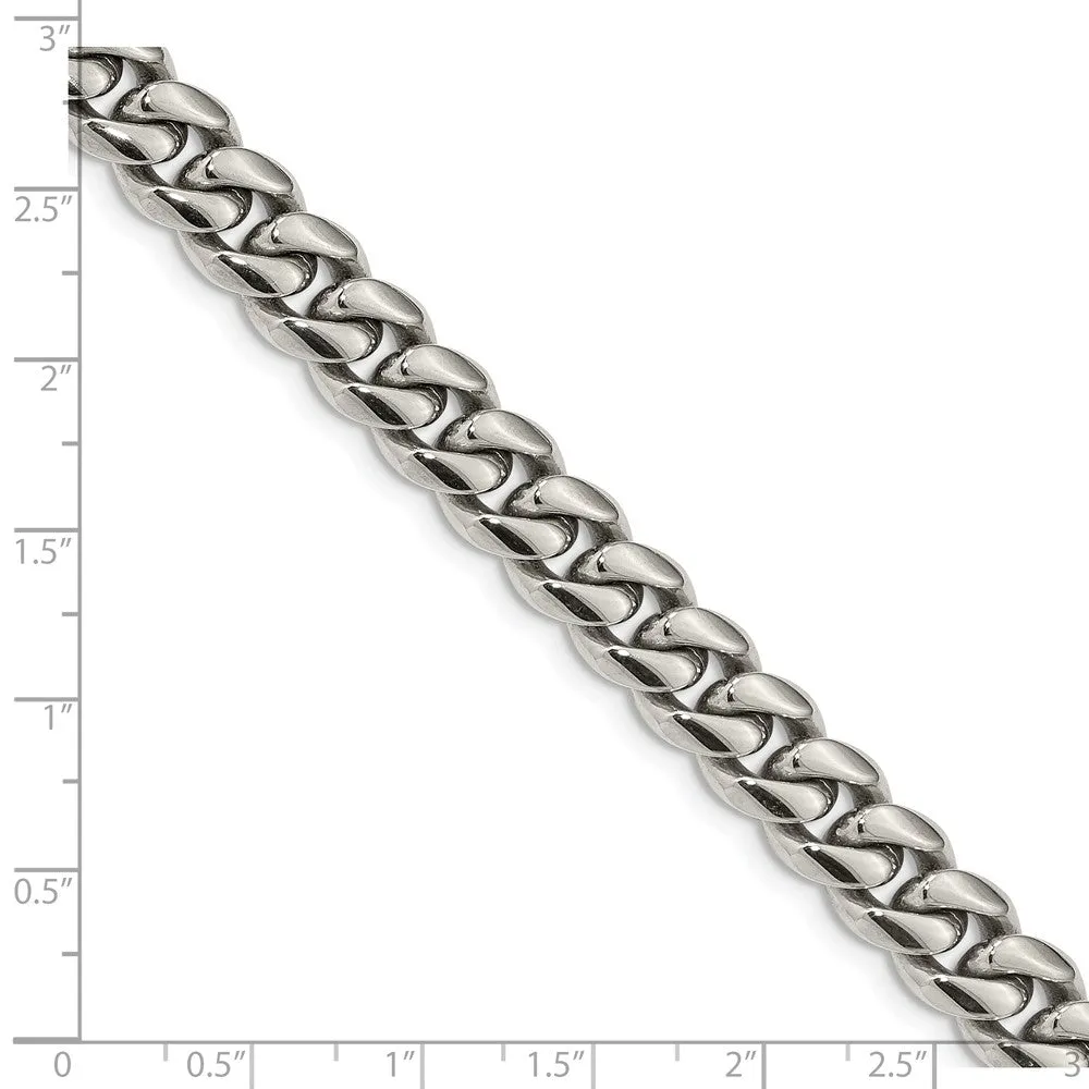 Stainless Steel Polished 8.5in Curb Chain Bracelet