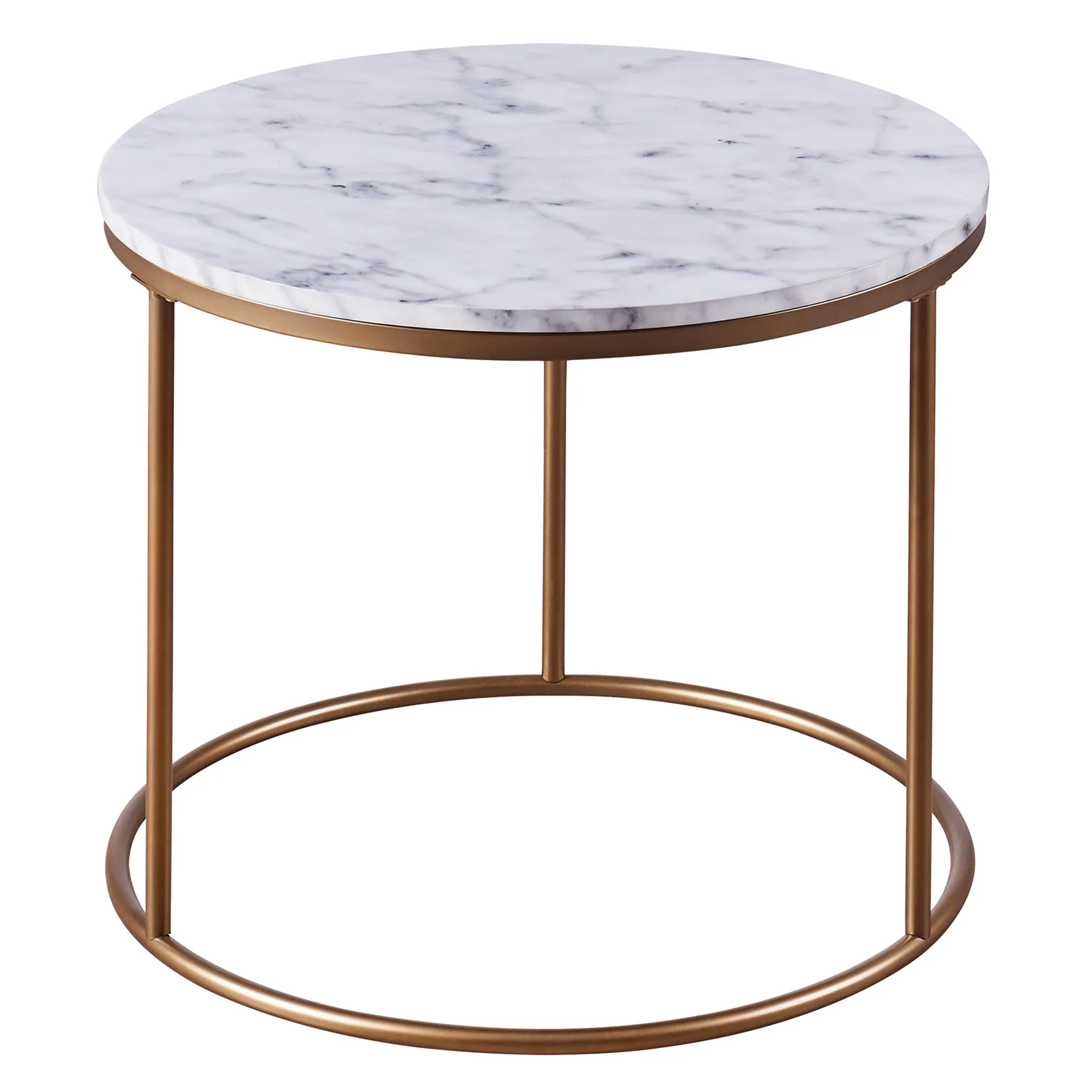 Teamson Home Marmo Modern Tall Round Coffee, End, Side Table, Home Furniture in Brass