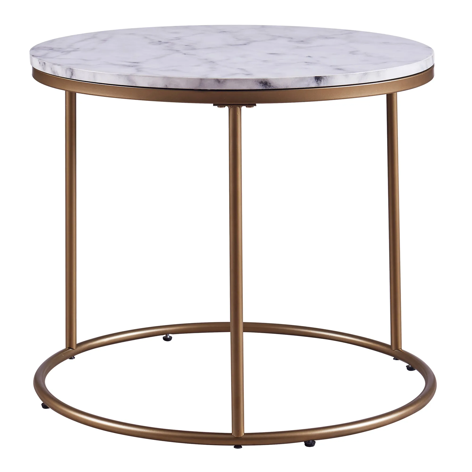 Teamson Home Marmo Modern Tall Round Coffee, End, Side Table, Home Furniture in Brass