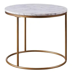 Teamson Home Marmo Modern Tall Round Coffee, End, Side Table, Home Furniture in Brass