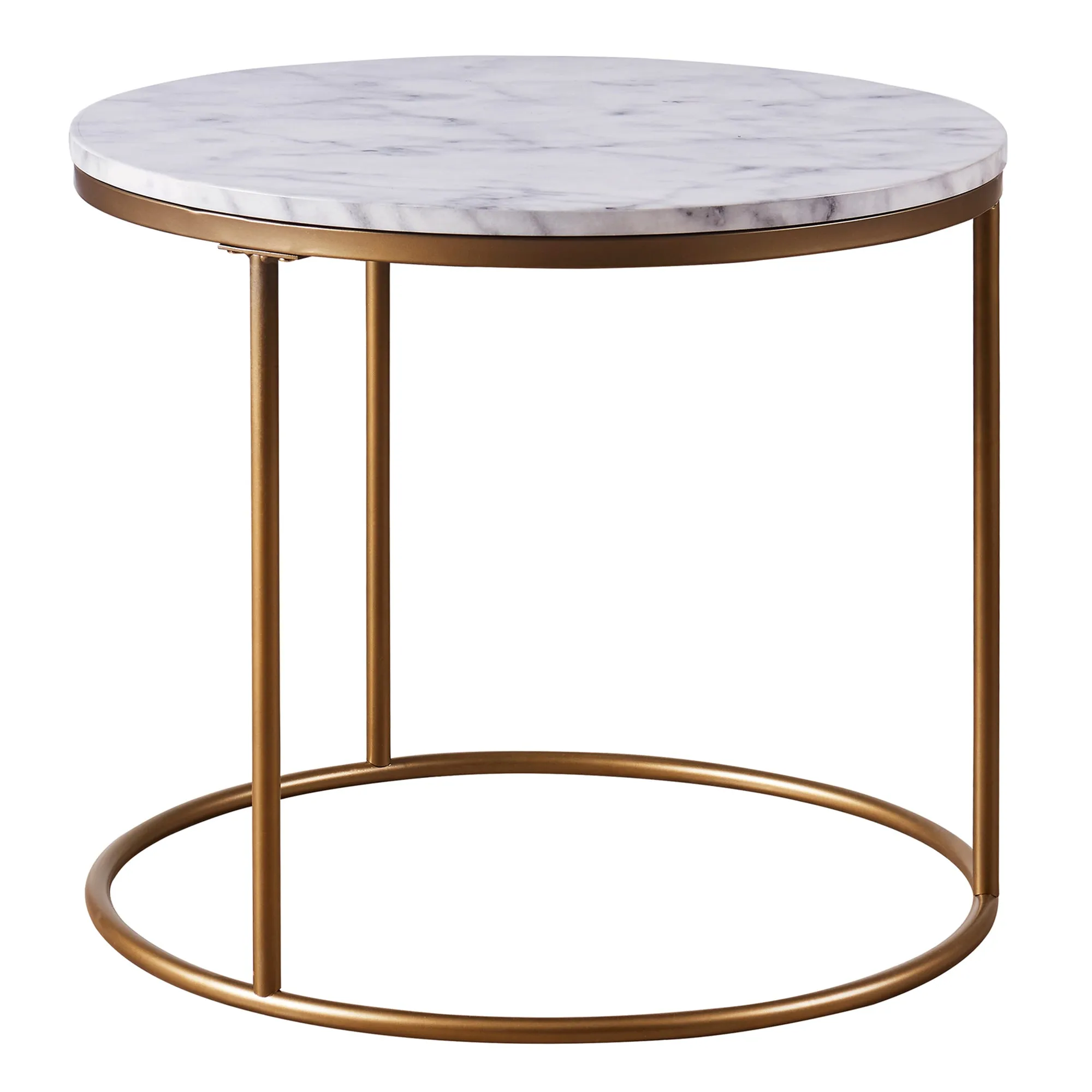 Teamson Home Marmo Modern Tall Round Coffee, End, Side Table, Home Furniture in Brass