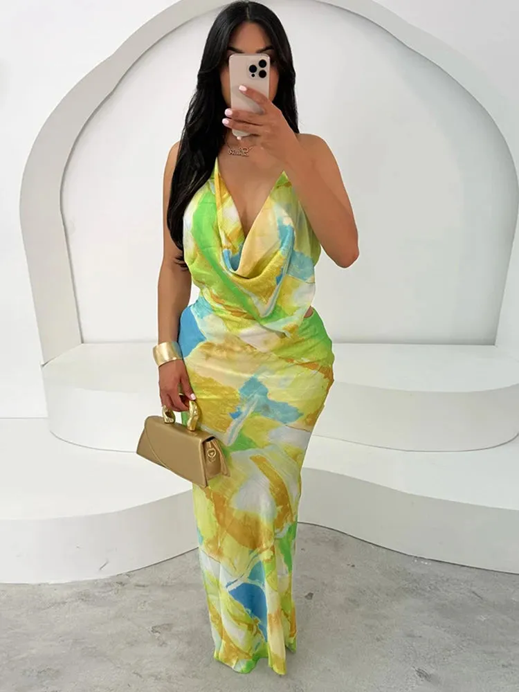 Tropical Dream Watercolor Maxi Dress