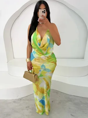 Tropical Dream Watercolor Maxi Dress