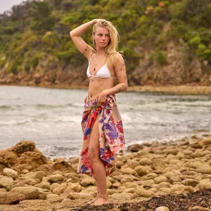 Tropical Sunset Sarong  Bloom Print Beach Cover-Up