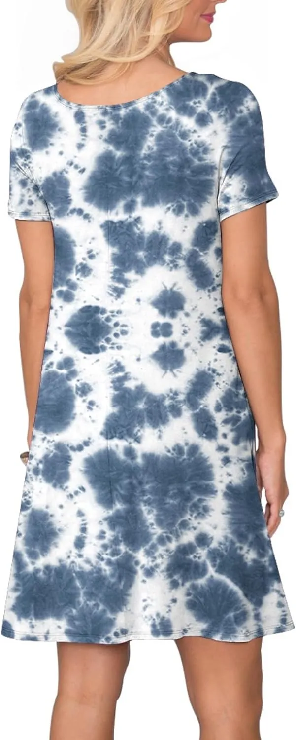 Women's Casual T Shirt Dress Summer Short Sleeve Swing Dresses with Pockets