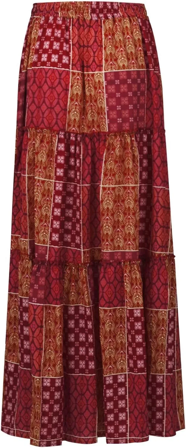 Womens Long Skirt 2025 Summer Casual Trendy Beach Western Skirts Music Festival Outfits Hippie Clothes