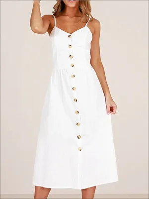 Women's Vintage Sleeveless Casual Dress With Front Pockets (Multiple Color Options)